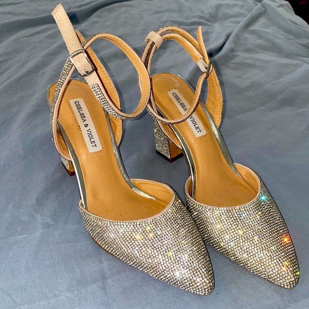 CHELSEA & VIOLET rhinestone embellished heels
